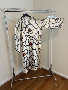 Pearl White French velvet Pakistani long shirt with painted design